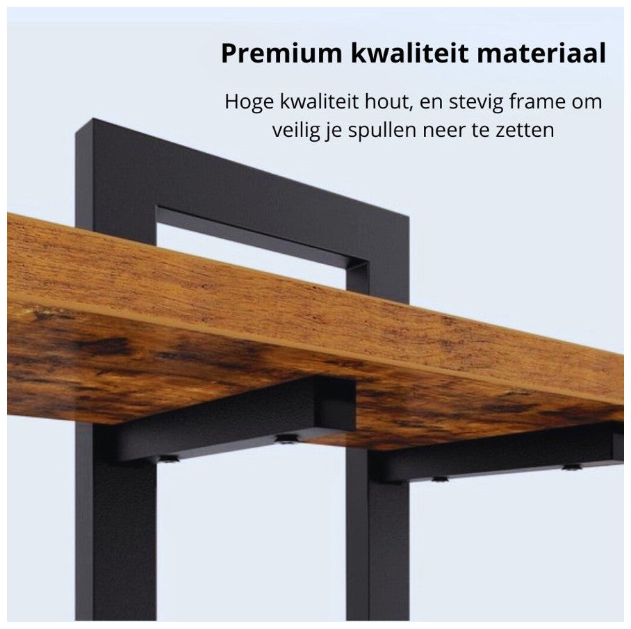 Industriële Wandplank Set van 2 – Houten Wandplanken met Zwart Metalen Frame