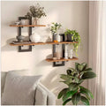 Industriële Wandplank Set van 2 – Houten Wandplanken met Zwart Metalen Frame