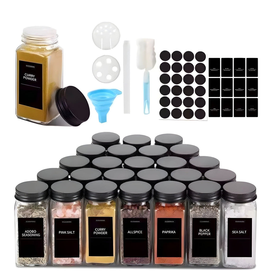 Kruidenpotjes Set 24 Stuks | Aluminium Deksel + Stickers & Accessoires