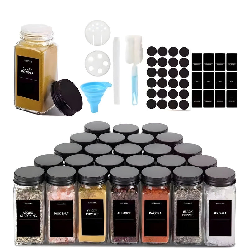 Kruidenpotjes Set 24 Stuks | Aluminium Deksel + Stickers & Accessoires