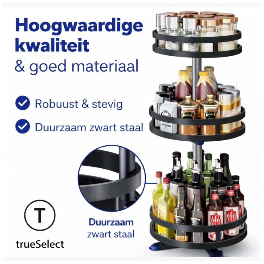 Kruidenrek Met 24 potjes - Staand - 3 Laags - Zwart - Draaibaar