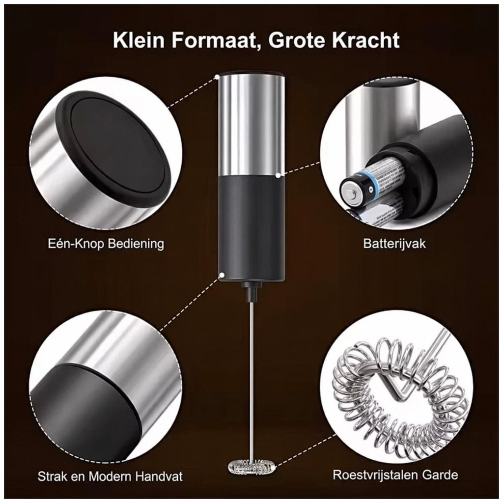 Melkopschuimer - Elektrische - Handmatig - Luxe melkopschuimer - Zwart