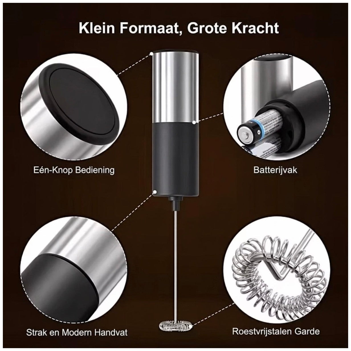 Melkopschuimer - Elektrische - Handmatig - Luxe melkopschuimer - Zwart