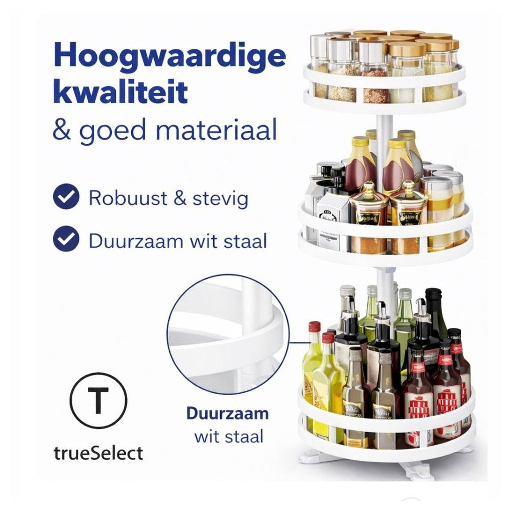 kruidenrek - Staand - 3 Laags - Draaibaar - 52cm Hoog - Verstelbaar - Wit