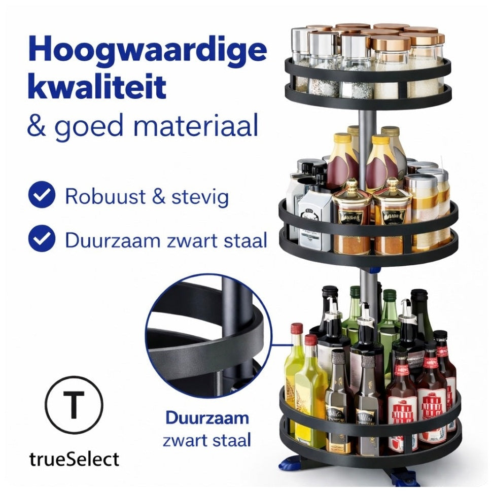 kruidenrek - Staand - 3 Laags - Draaibaar - 52cm Hoog - Verstelbaar - Zwart