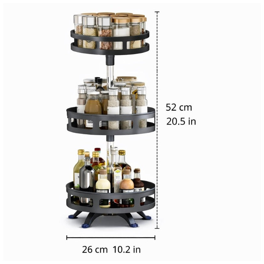 kruidenrek - Staand - 3 Laags - Draaibaar - 52cm Hoog - Verstelbaar - Zwart