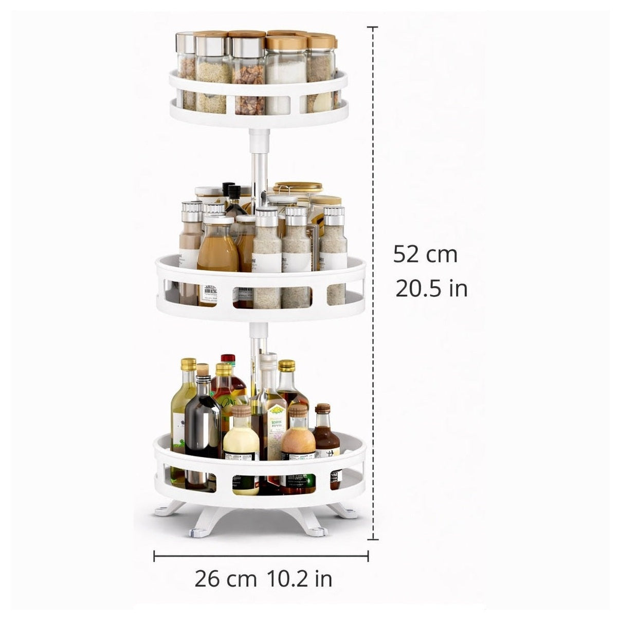 kruidenrek - Staand - 3 Laags - Draaibaar - 52cm Hoog - Verstelbaar - Wit