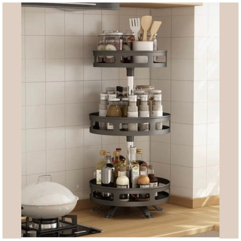 kruidenrek - Staand - 3 Laags - Draaibaar - 52cm Hoog - Verstelbaar - Zwart