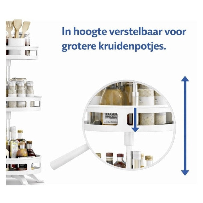 kruidenrek - Staand - 3 Laags - Draaibaar - 52cm Hoog - Verstelbaar - Wit