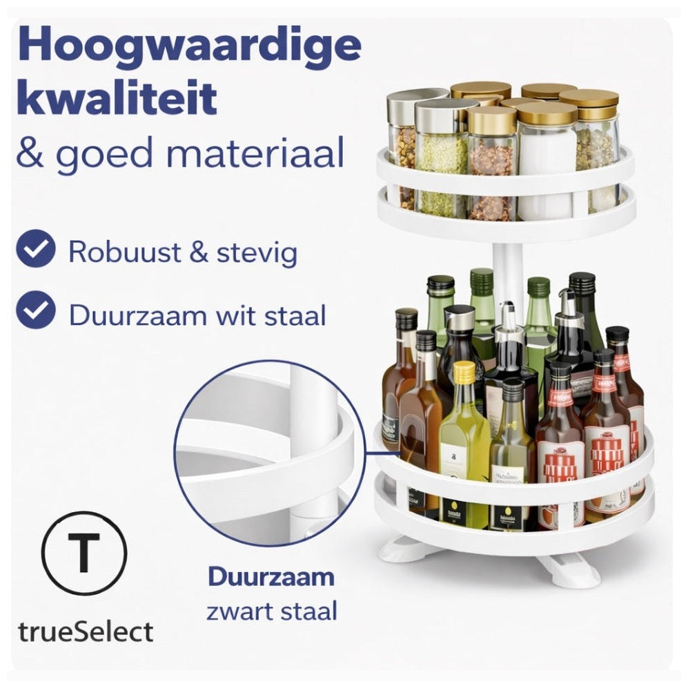 kruidenrek - Staand - Draaibaar - 2 Laags - 35cm Hoog - Wit