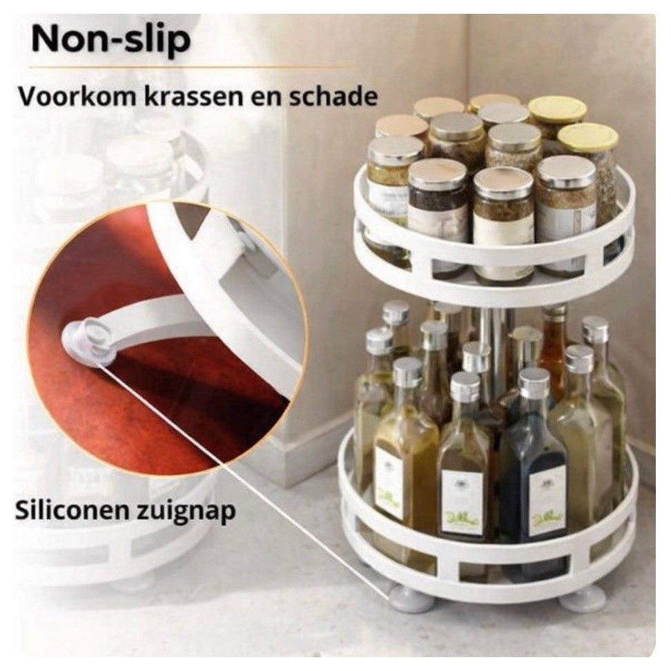kruidenrek - Staand - Draaibaar - 2 Laags - 35cm Hoog - Wit