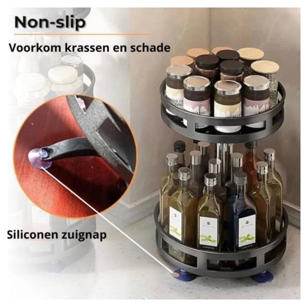 kruidenrek - Staand - Draaibaar - 2 Laags - 35cm Hoog - Zwart