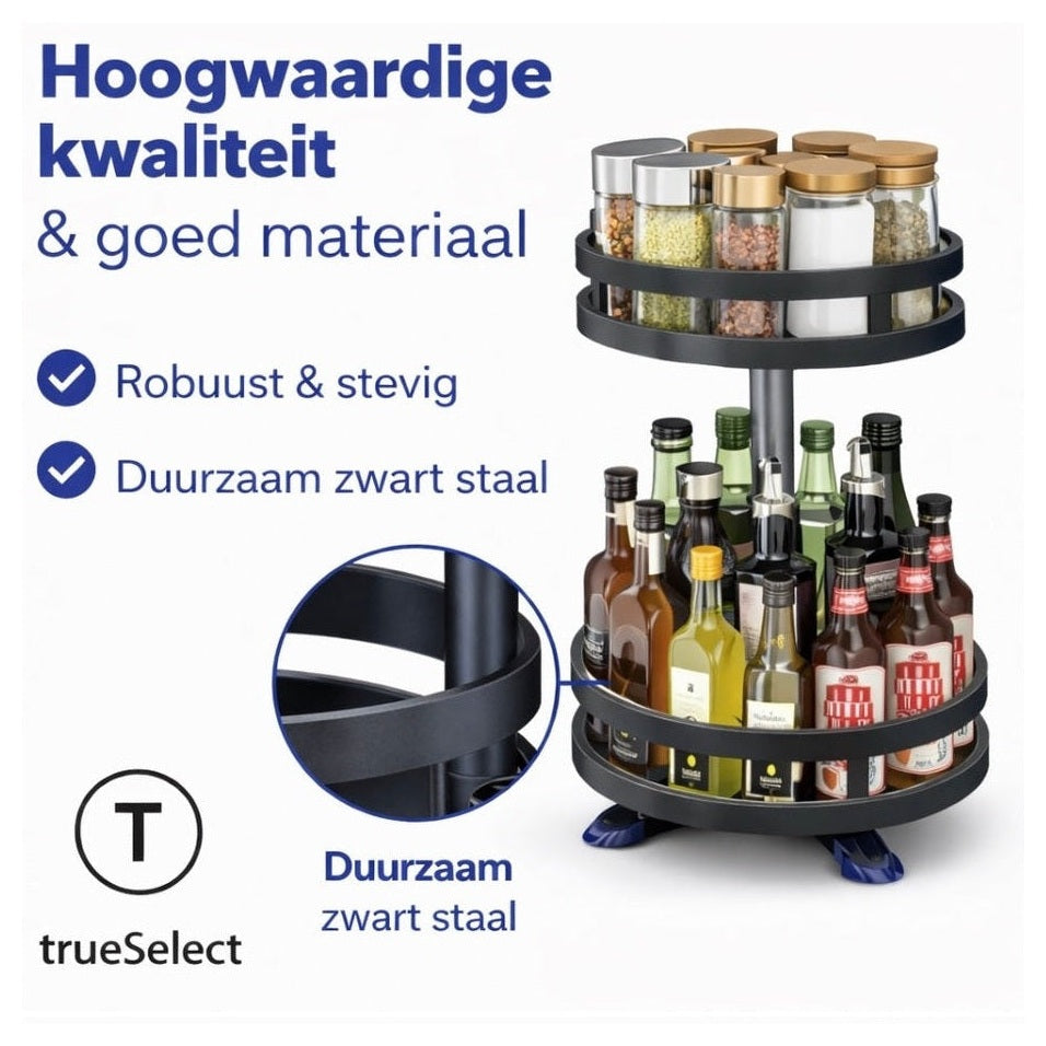 kruidenrek - Staand - Draaibaar - 2 Laags - 35cm Hoog - Zwart
