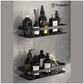 shampoo houder - zonder boren - 2 laags - zelfklevende - badkamer rek - zwart