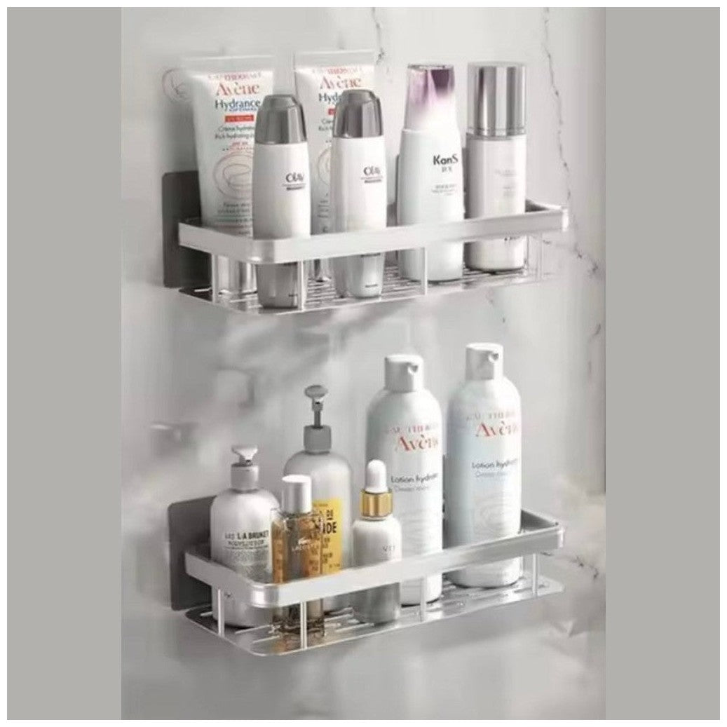 shampoo houder - zonder boren - 2 laags - zelfklevend - zilver
