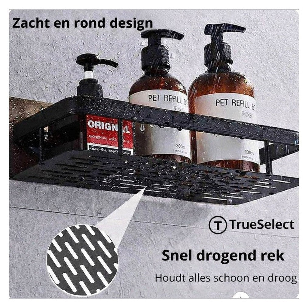 shampoo houder - zonder boren - 2 laags - zelfklevend - badkamer rek - goud