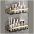 shampoo houder - zonder boren - 2 laags - zelfklevend - badkamer rek - goud