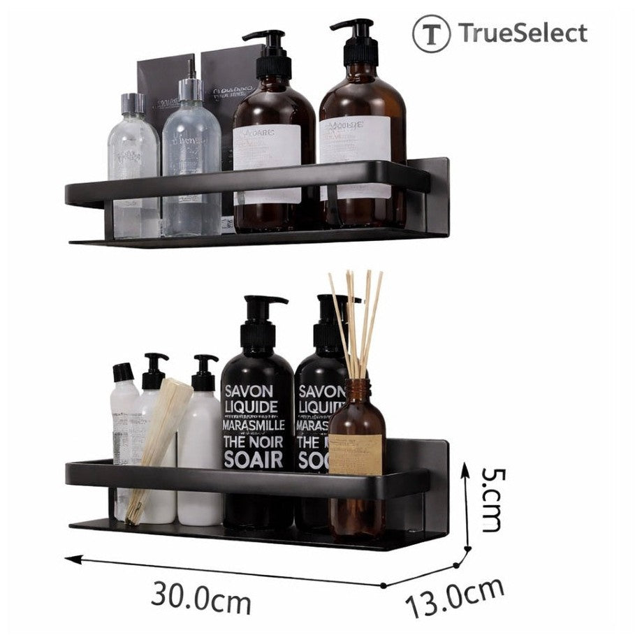 shampoo houder - zonder boren - 2 laags - zelfklevende - badkamer rek - zwart